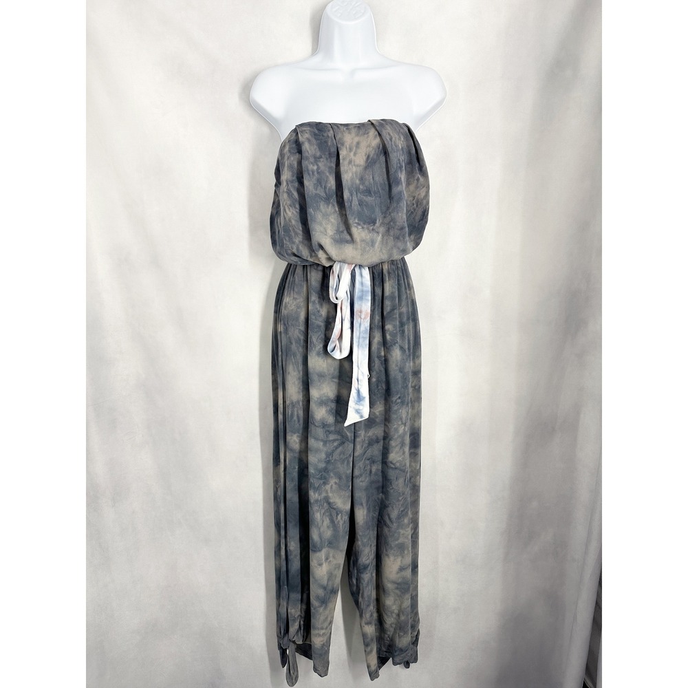 Free‎ People Just Float Strapless Tie Dye Gray Jumpsuit Womens Size Medium - Picture 2 of 13